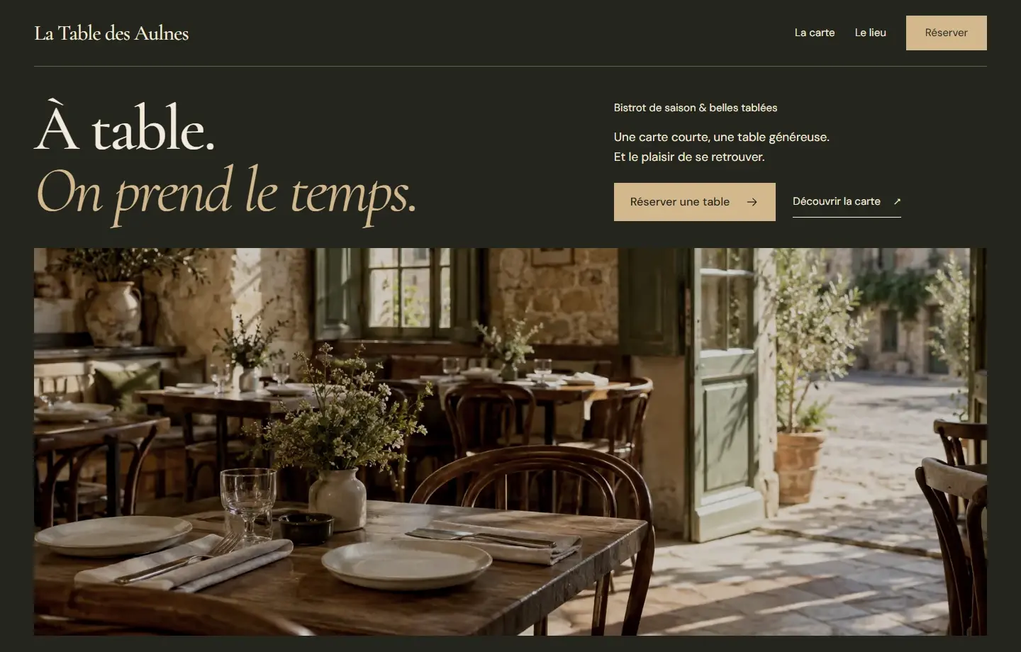 Aperçu du site La Table des Aulnes sur ordinateur
