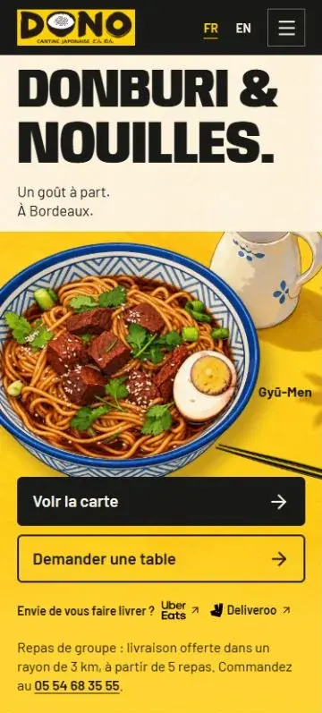Capture de la page d’accueil Dono sur mobile